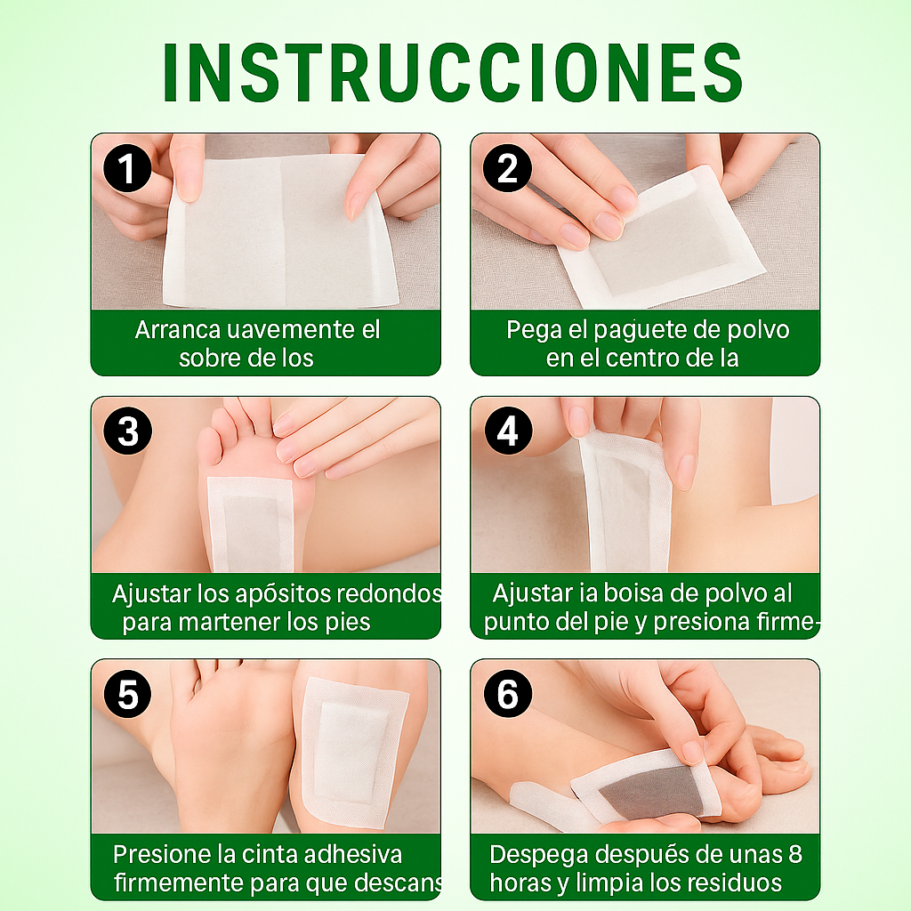 Parches Naturales Premium para Pies –  Alivio del Dolor, Eliminación de Olores y Desintoxicación del Cuerpo